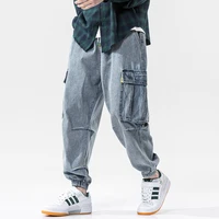 2022 fashion new men casual elastic waist drawstring slim fit hip hop desinger denim trousers jeans casual size 4xl 5xl