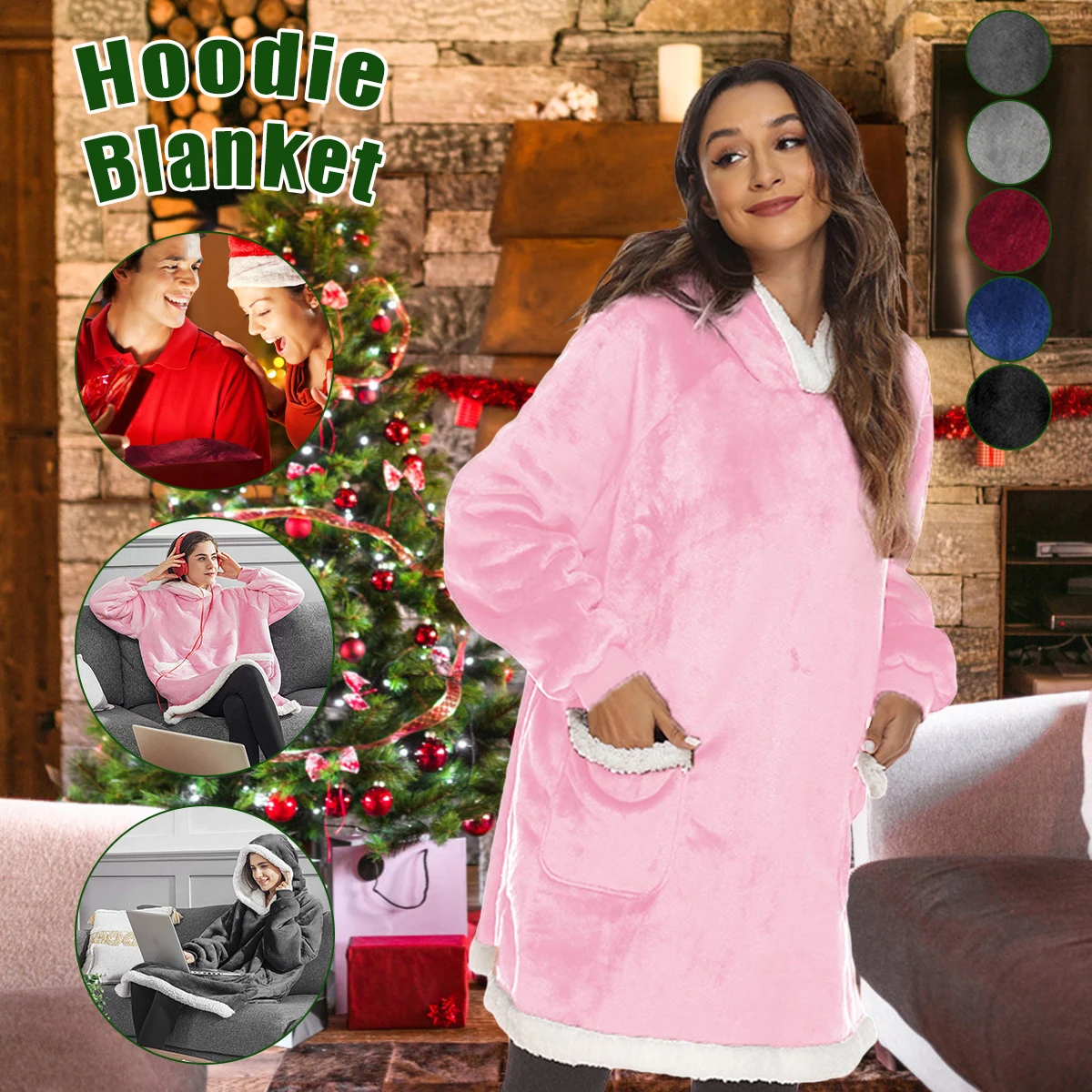 

Новое одеяло с капюшоном с карманами и рукавами, мягкая удобная фланелевая толстовка, свитер, одеяло, шерпа, флисовая подкладка, носимый кап...