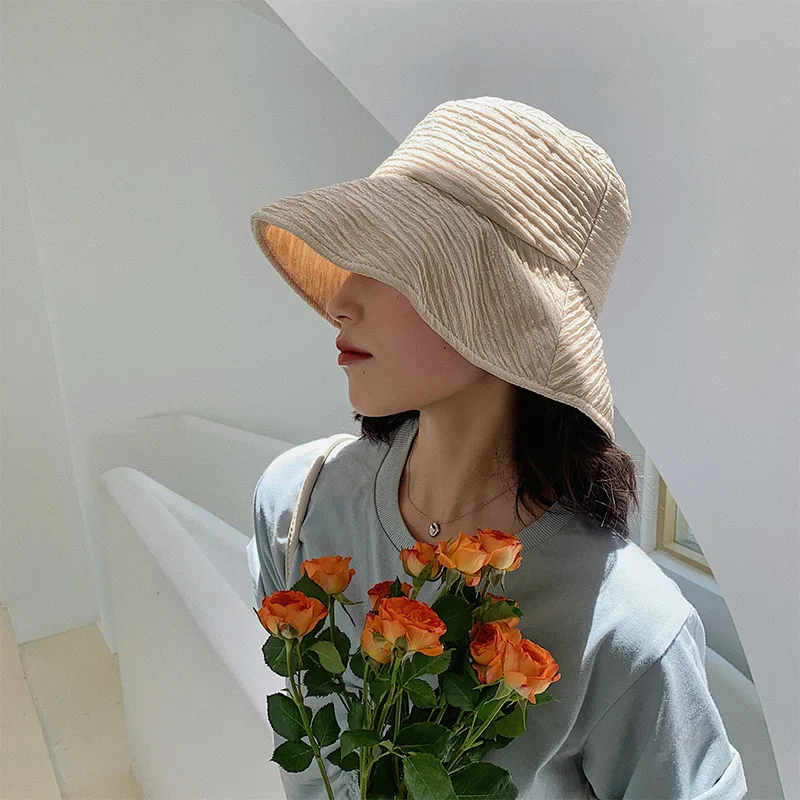 Korean Wavy Panama Bucket Cap Women 