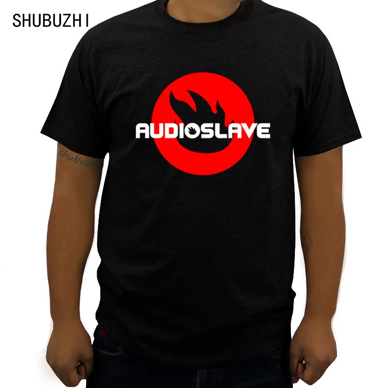 

Mans Unique Cotton Short Sleeves tees O-neck T Shirt Men's Audioslave Rock Band Logo T-shirt Black euro size free shipping