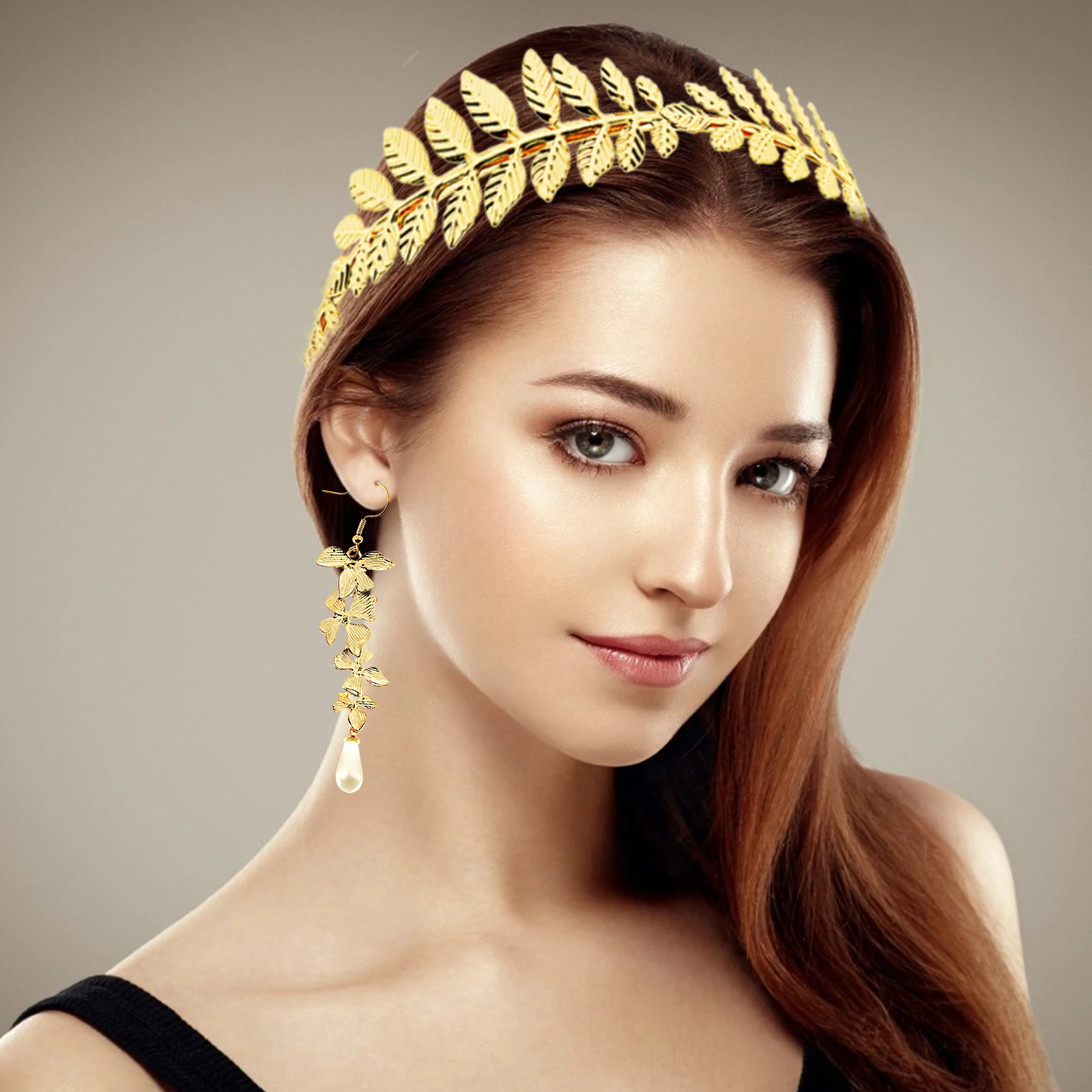 Повязка на голову с листьями богини золотая корона для свадьбы вечеринки