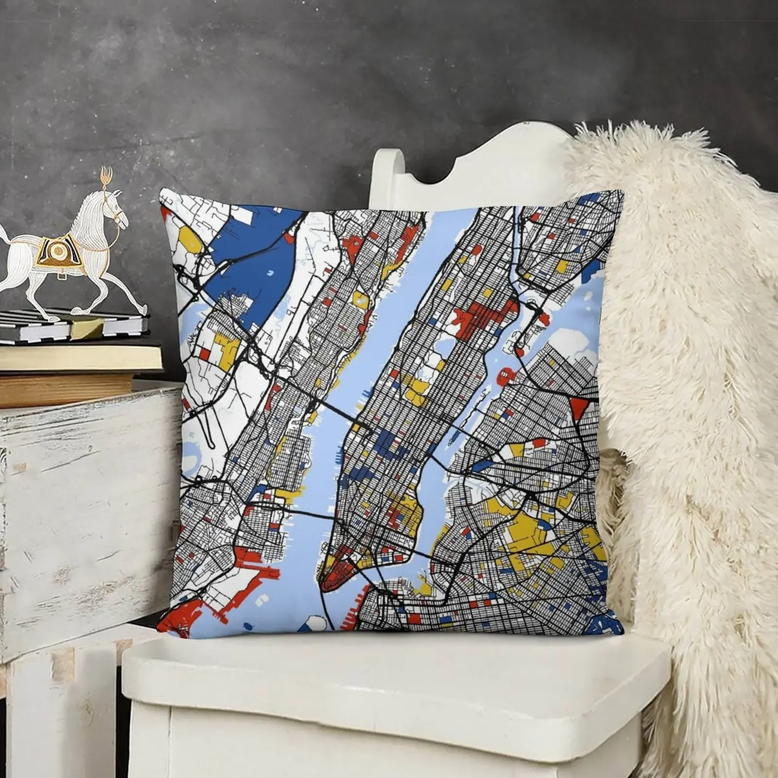 Карта Нью-Йорка Мондриана декоративная подушка эластичный чехол для дивана