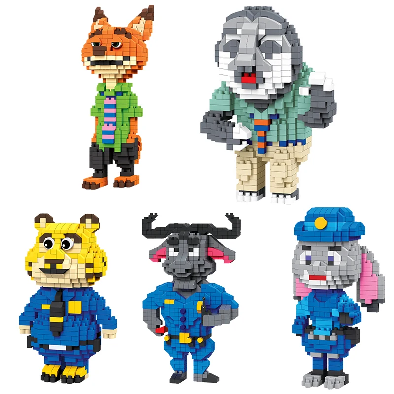 Disney movie Zootopia Building Blocks Cartoon Officer Rabbit Judy Hopps Nick Fox Figures Micro Bricks Toys For Children |