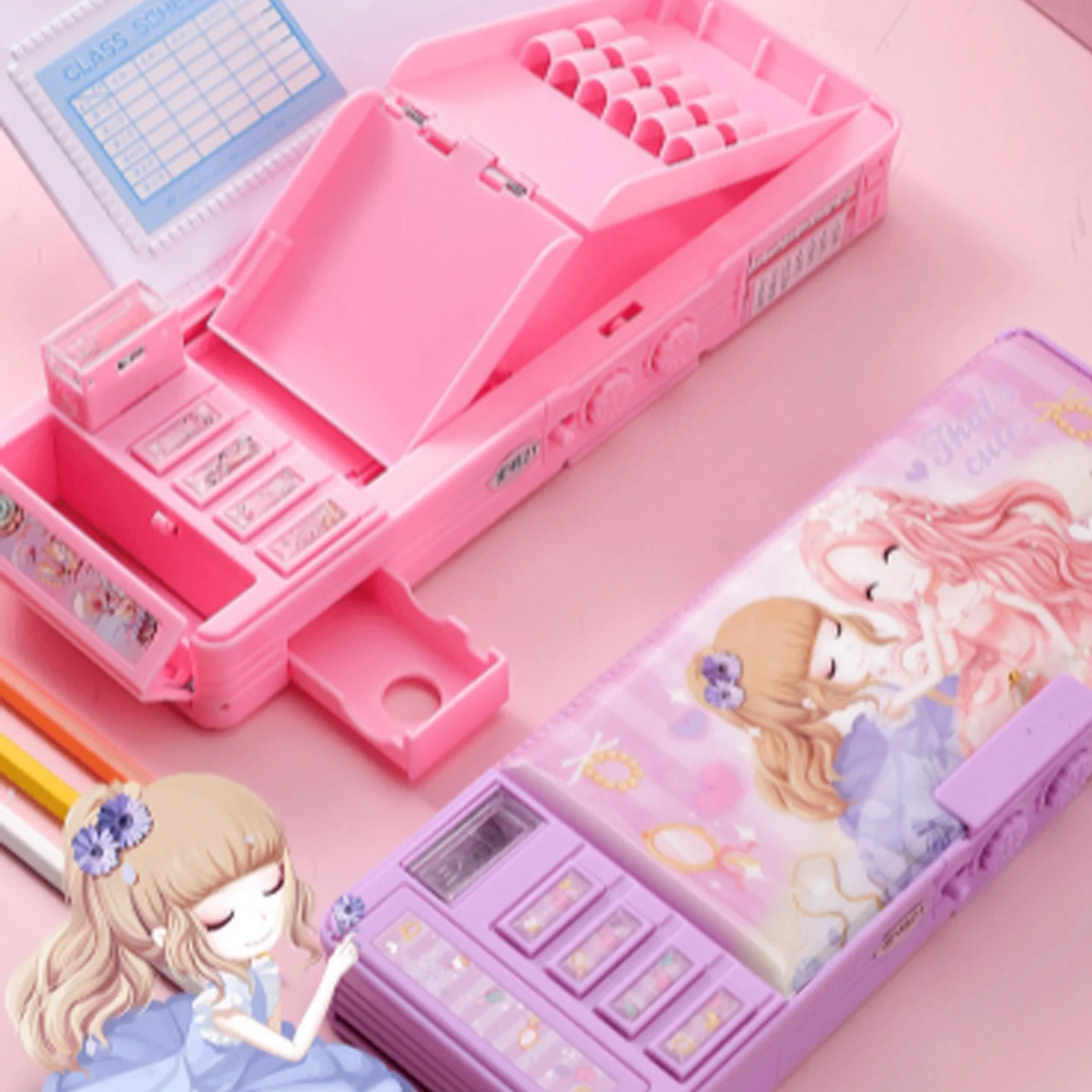 Case School Student Pencil Box Cartoon Plastic Pen Case