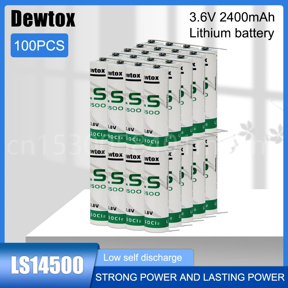 

100 шт., литиевая батарея LS14500 14500 ER14505 AA 3,6 В 2400 мАч с штырьками для сигнализации, газосчетчика, ПЛК, станков с ЧПУ, первичная батарея