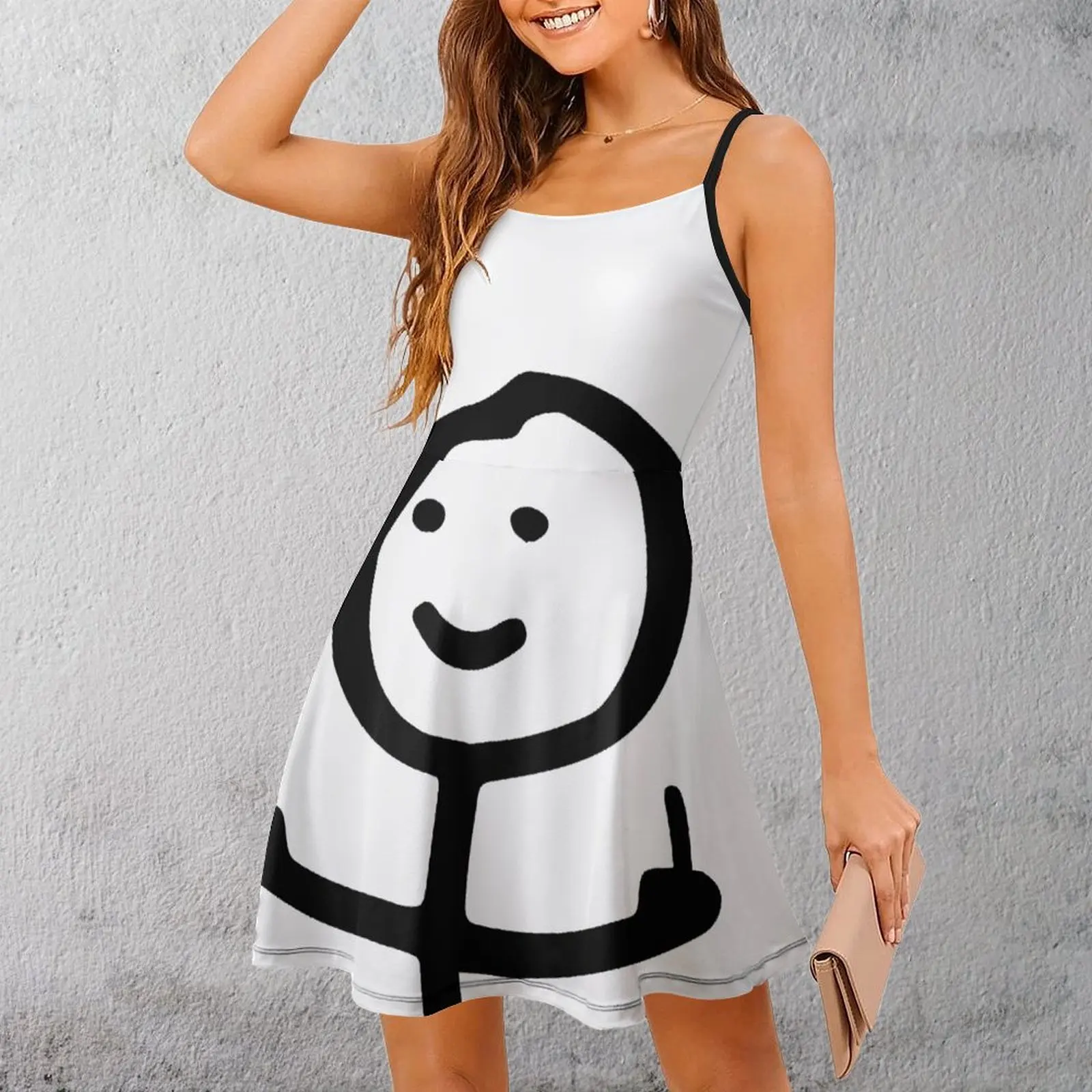Сексуальное женское платье забавное на бретельках с изображением лица тролля
