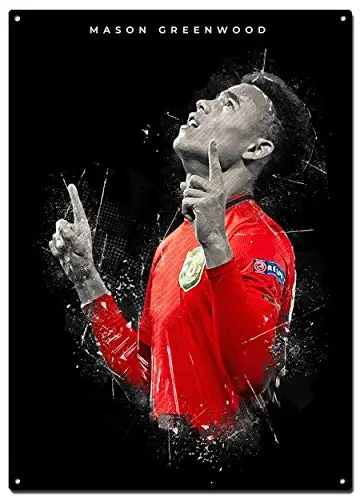 

STYSLS Mason Greenwood Metal Tin Signs, Football Abstract Art Poster, Decorative Signs Wall Art Home Decor
