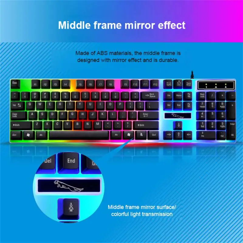 

Usb Luminous Mechanical Pc Gaming Keyboard Cool Backlight Gaming Mouse For Gamer Wired Keyboard Mouse 104 Keys Color Keycap