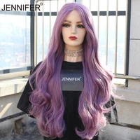 synthetic 28 inch long straightwave hair lace front orangepurple color wig heat resistant fiber wigs for women