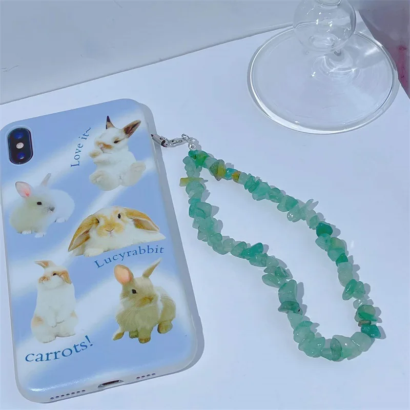 Color Crystal Stone Key Chain Ladies Fashion Cute Romantic Vintage Keychain Charm Korea 90s Aesthetic Phone Chain Decoration New