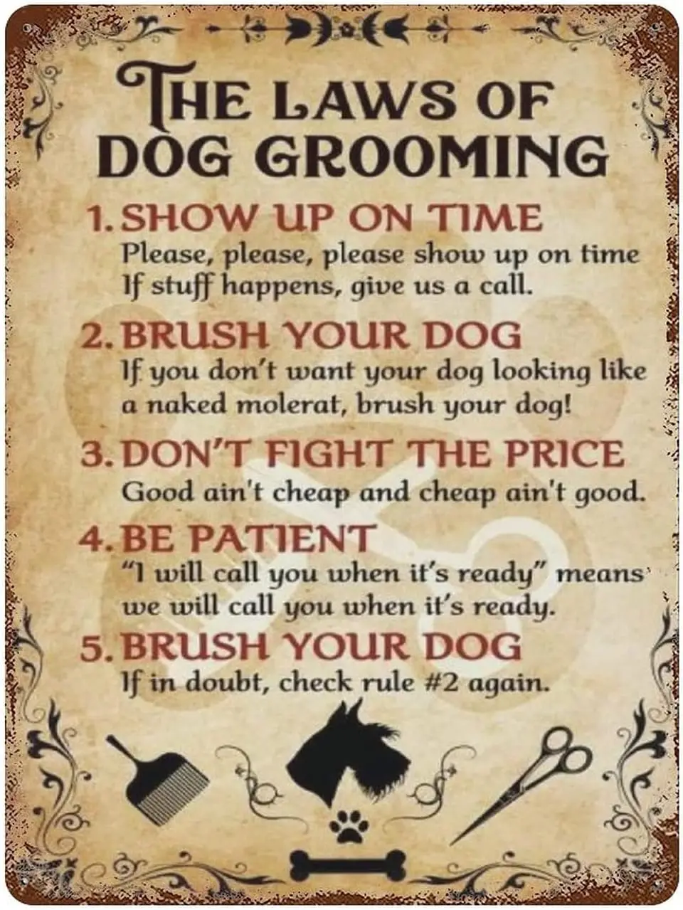 WZVZGZ законы ухода за собаками показывают вовремя металлическая жестяная