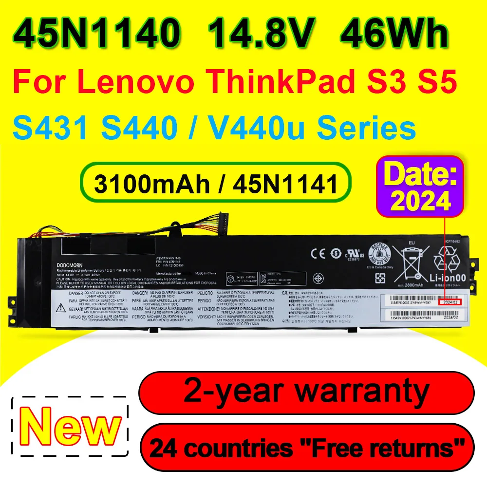 Аккумулятор 45N1140 45N1141 для ноутбука Lenovo ThinkPad S440 S431 S3 S5 V4400u 45N1139 45N1138 121500159 121500158 14 8 V