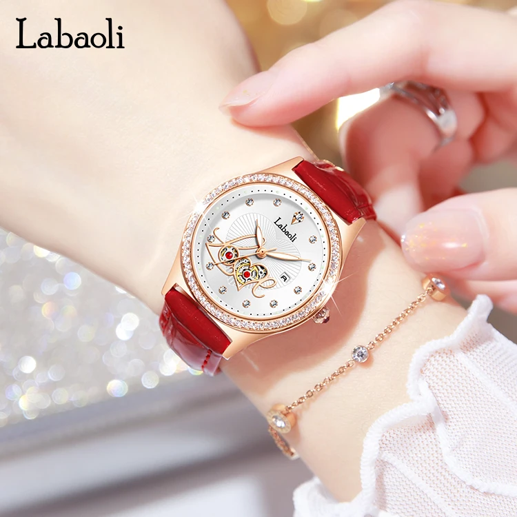 Часы наручные женские кварцевые с кожаным ремешком элегантные роскошные