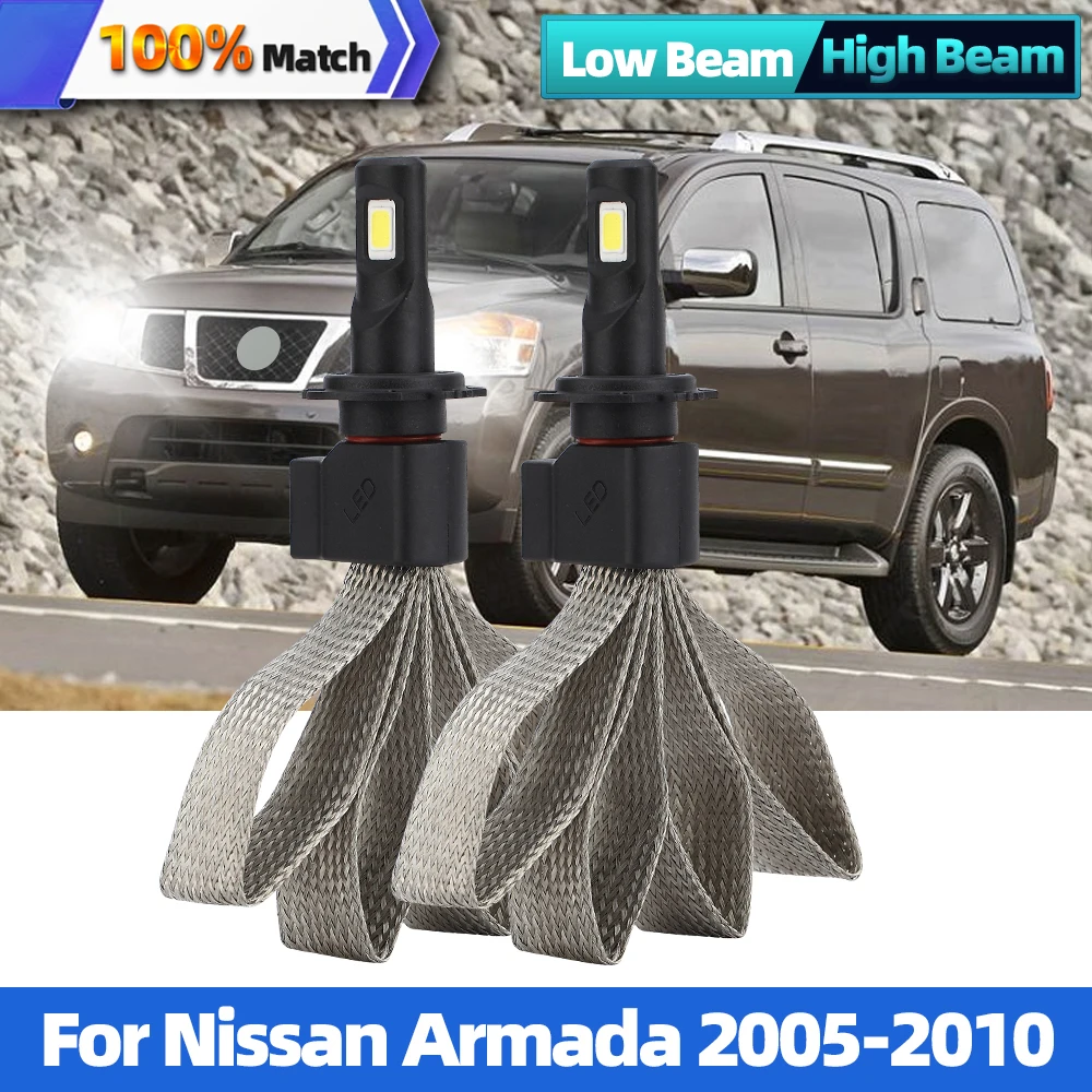 

2Pcs Led Car headlight Bulbs LED CSP Chip 120W 20000LM Lamp Low High Beam Auto Headlamp White 6000K For Nissan Armada 2005-2010