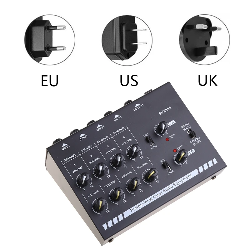 

EU/UK/US Plug MIX800 8-Channels Mini Low Noise Sound Mixer with Power Adapter