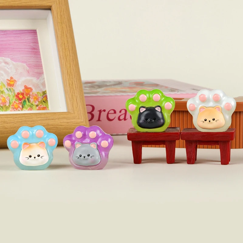 Милая Мини светящаяся кошачья лапа украшения мультяшный котенок микро