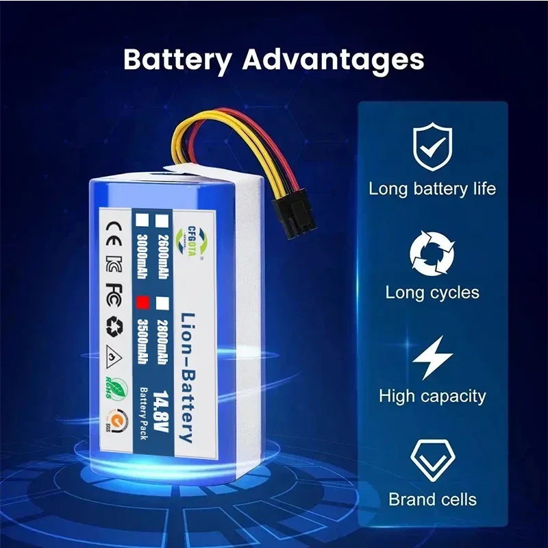 Литий-ионный аккумулятор Echte 14 4 В 12800подержанный для Cecotec Conga 1290 1390 1490 1590 staugenio deluxe