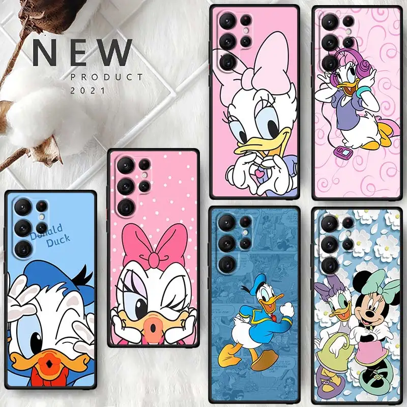 

Cute Cartoon Donald Duck Phone Case For Samsung Galaxy S23 S22 S21 S20 FE S10 S10E S9 S8 Plus Ultra Pro Lite 5G Black Cover