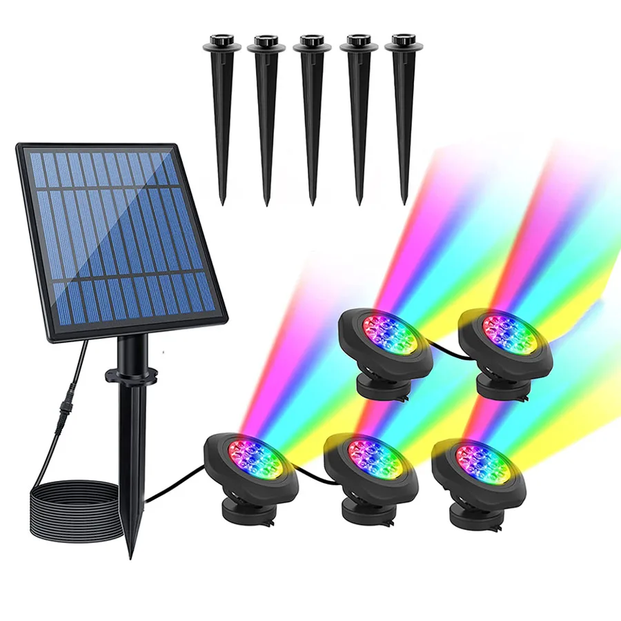 

Thrisdar IP68 подводный пруд на солнечной батарее, яркий цвет RGB, подводный фонтан, водонепроницаемый Ландшафтный прожектор