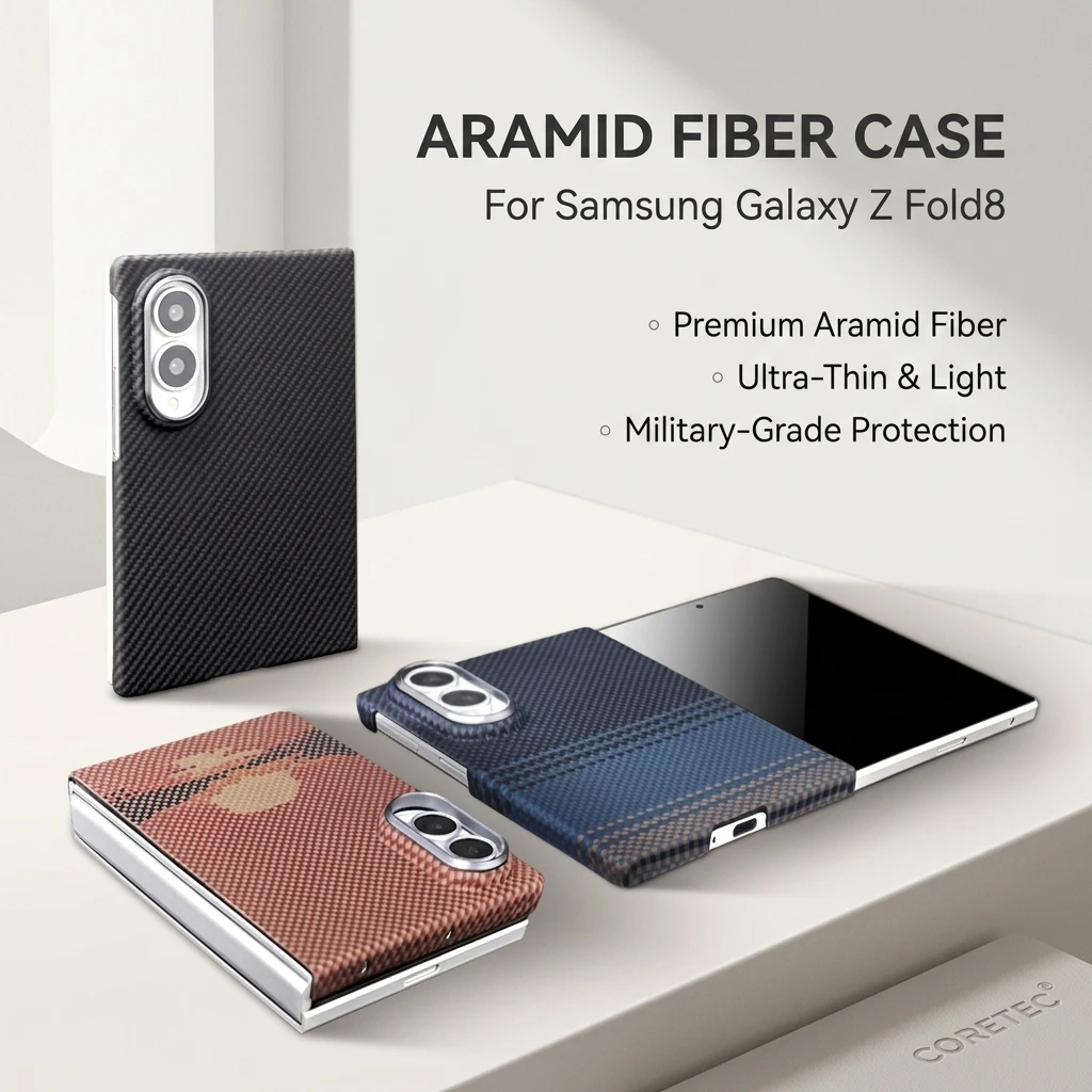 Фото Настоящее арамидное волокно для чехла Magsafe для Samsung Galaxy Z Fold8 ZFold 8. Ультратонкий, противоударный, легкий чехол с магнитным держателем. №1