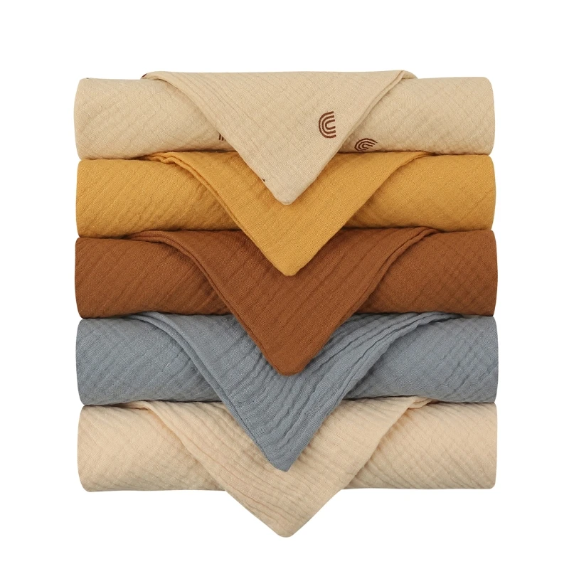 

Baby Toddler Cotton Bib Trendy Style Feeding Pocket Burp Girl Boy Infant Saliva Towel Decorative Solid Color Bibs