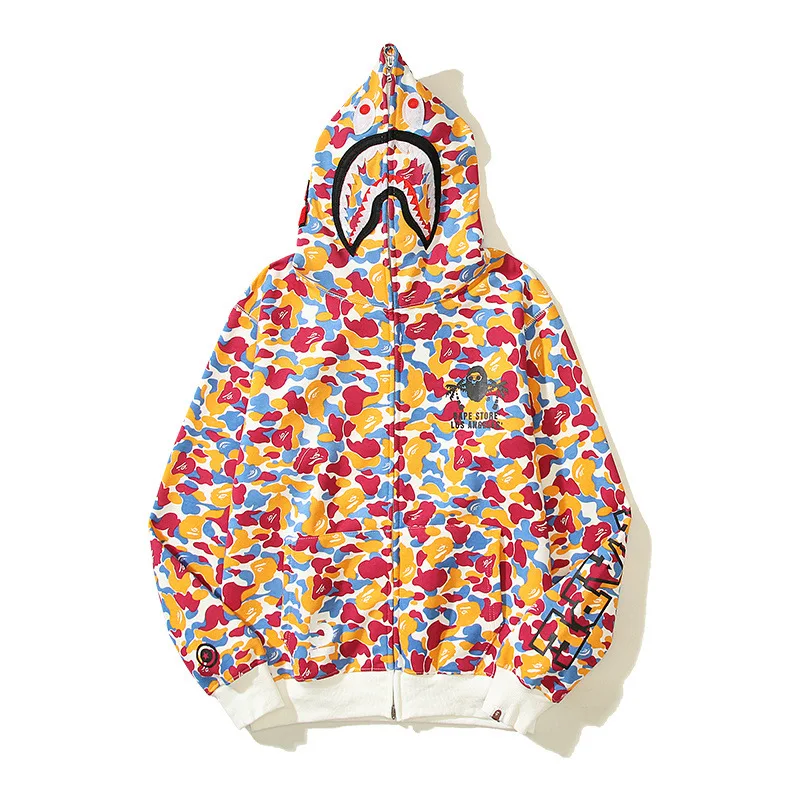 

A BATHING APE BAPE ASIA Size Spring and Autumn New Fashion Brand Camo Sweater Cardigan Zipper Hooded Youth Casual Coat