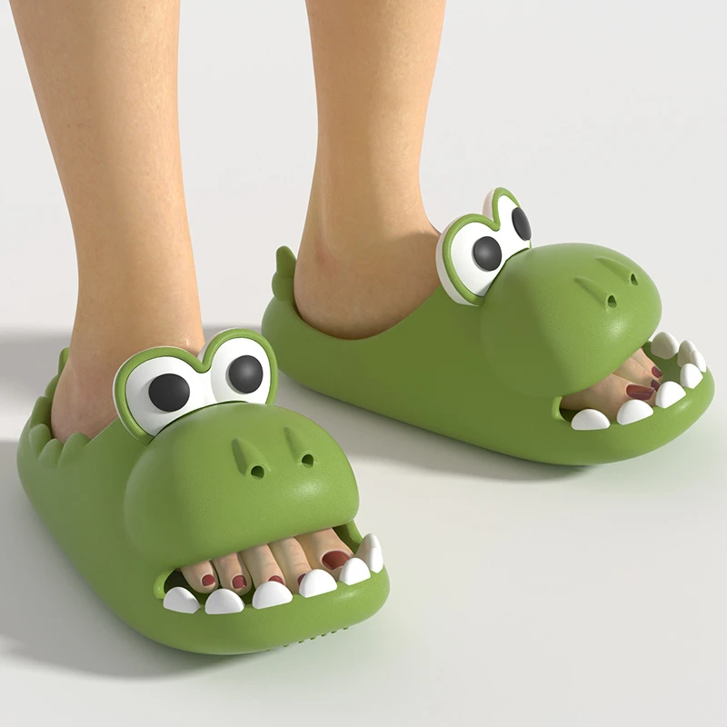 Cartoon Cute Dinosaur Cartoon Women Slippers Sandals Summer Beach Slides Non-Slip Platform Sandals Home Bathroom Shoes