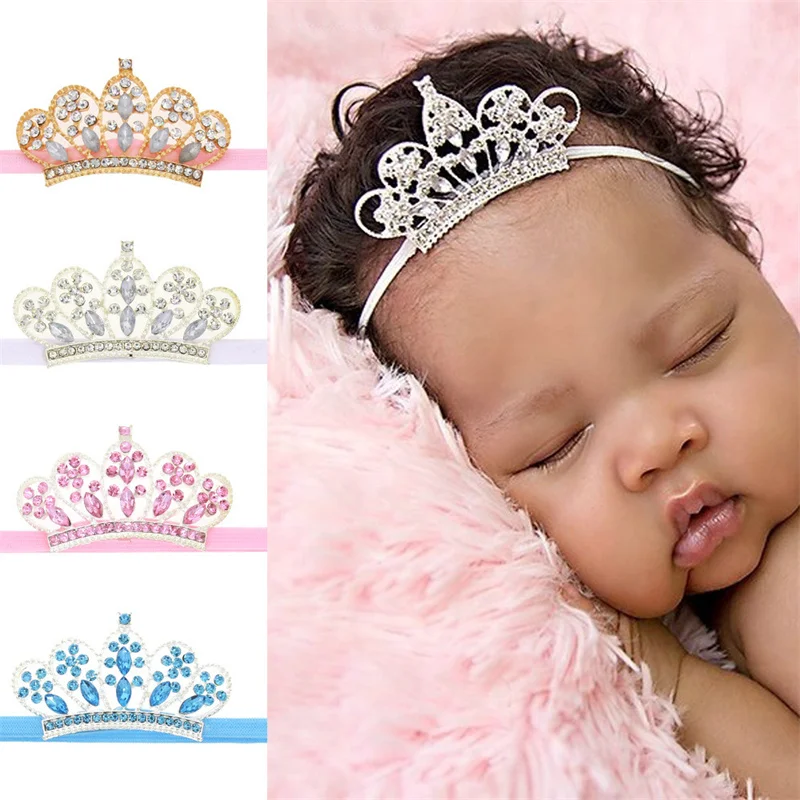 

10pcs/lot Baby Girls Crystal Crown Headband Soft Elastic Hair Band Princess New Head Wrap Kids Hairband Hair Accessories