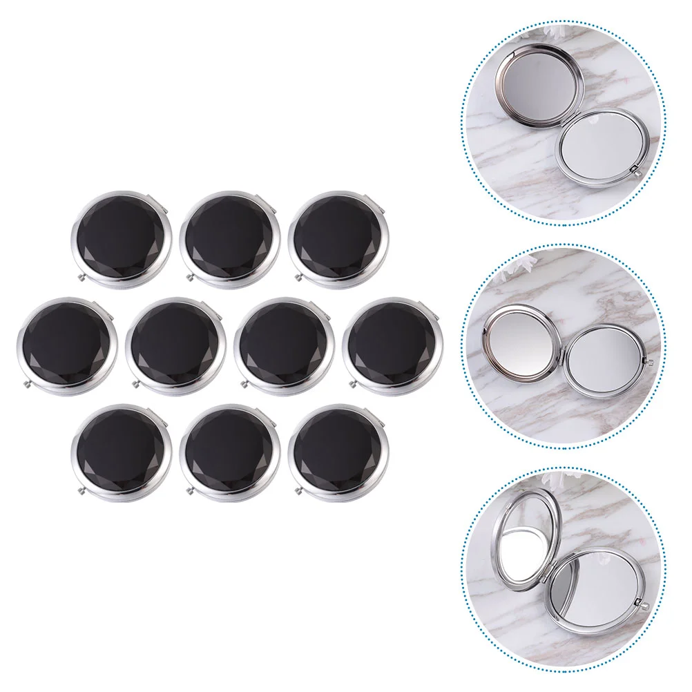 

10 Pcs Wallet Folding Vanity Mirror Travel Handheld Mini Metallic Glass