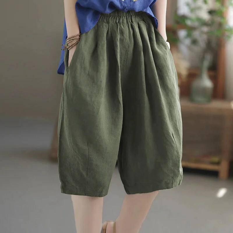 WTEMPO Cotton Shorts Women StreetWear Wide Leg Pants Fashion Capris Versatile Casual Pants Y2k Female Shorts
