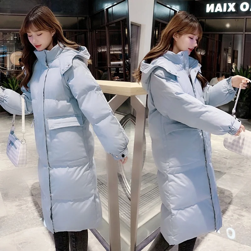 Женский пуховик выше колена новинка 2024 корейская зимняя одежда свободное