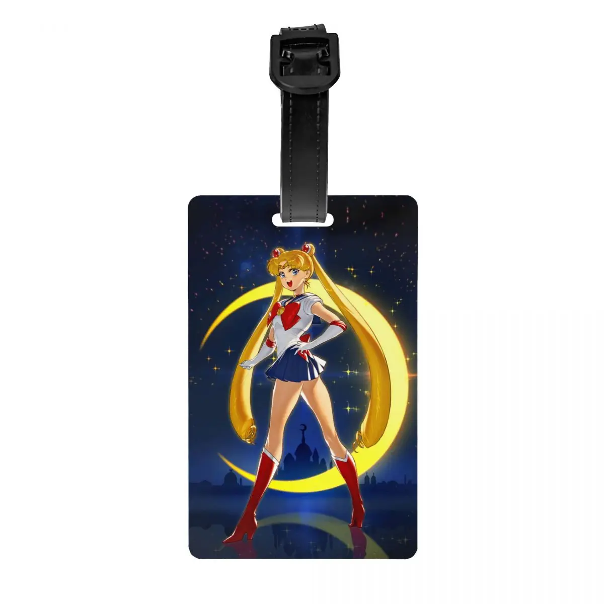 

Custom Japanese Shojo Manga Sailor Luggage Tag With Name Card Anime Moon Girl Privacy Cover ID Label for Travel Bag Suitcase