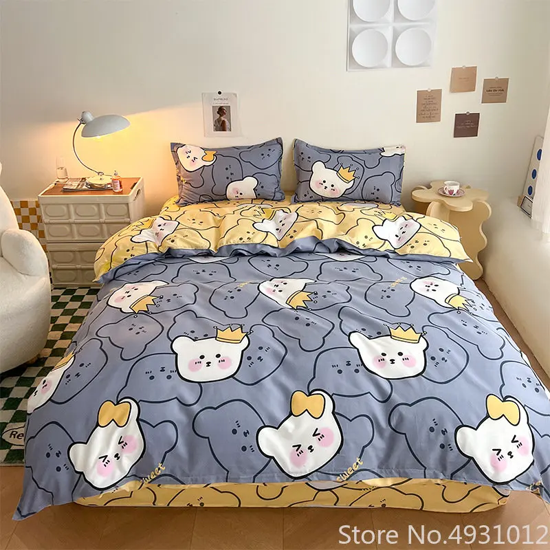 

Cute Cartoon Mini Bear Cat Children Kids Bedding Sets Soft Duvet Cover BedSheet Pillowcase Bed Cover Linens Bedclothes Baby Gift
