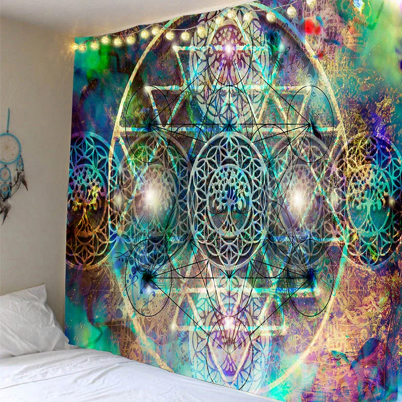 

Lannidaa Small Large Flower Of Life Mandala Tapestry Wall Home Room Decor Boho Tapestries Astrology Psychedelic Hanging Carpet