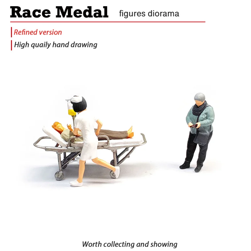 1:64 Scale Model Miniature Doll Obese Woman Nurse Emergency Room Scenario  Intravenous Drip  Emergency DIY Manual Action Figure