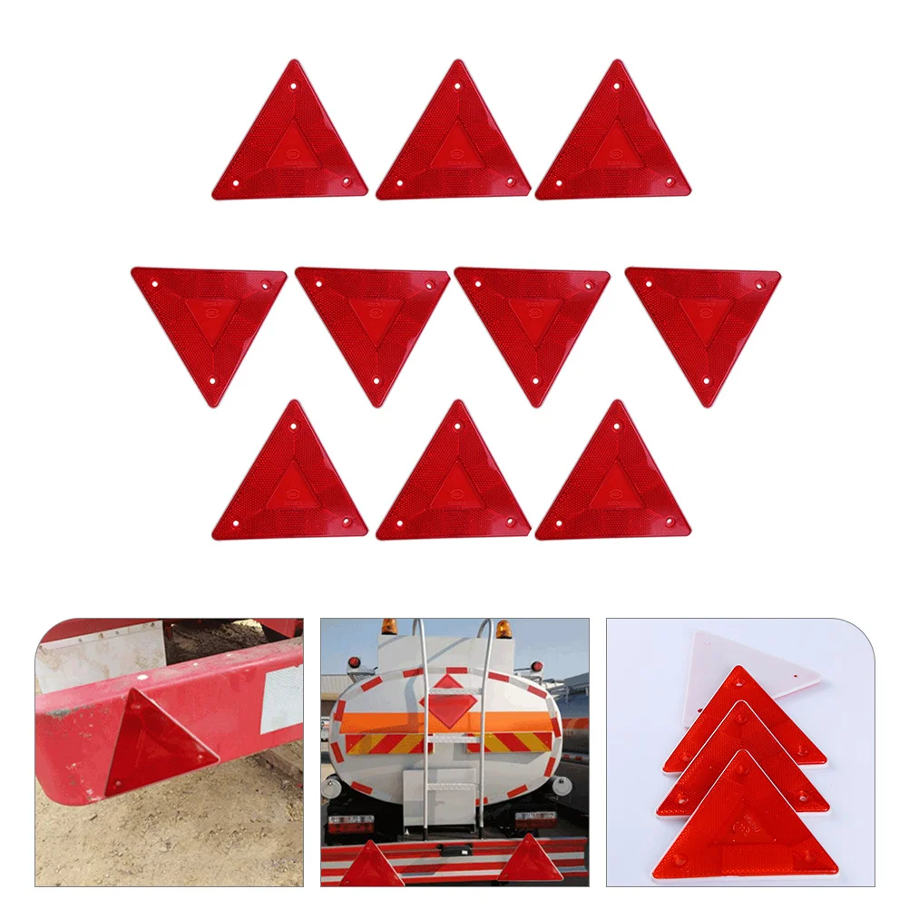 

10 Pcs Truck Tripod Warning Sign Safety Triangles Vehicles Car Flag Roadside Reflector Emblems Auto Reflective Strips