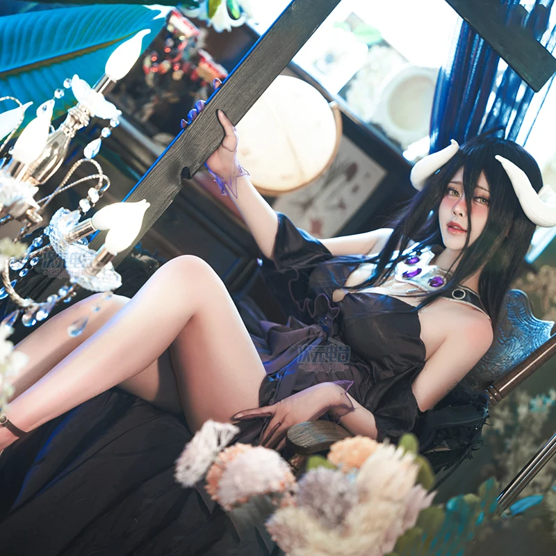 Распродажа Albedo Overlord Cos аниме игры Ролевые темно-фиолетовые Вечерние платья