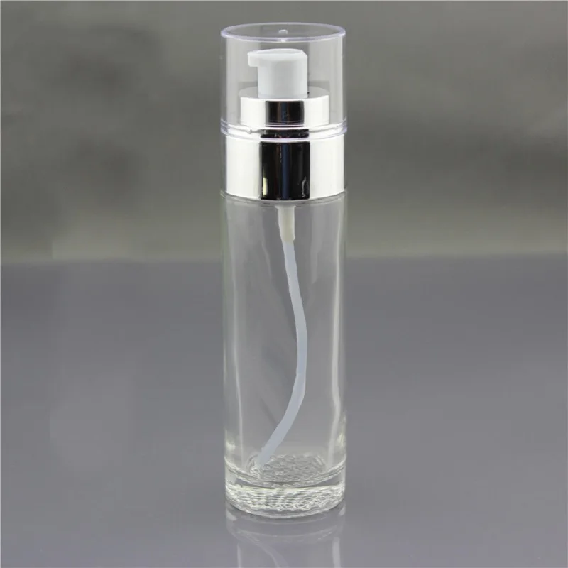 100ml green/clear glass bottle silver/gold pump serum/lotion/foundation/emulsion/toner/essence toner skin care cosmetic packing