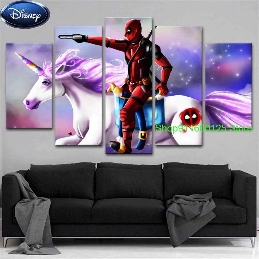 

Disney Marvel Superheroes Deadpool and Unicorn 5d diamond painting,full,square,round diamond embroidery 5 Pieces mosaic H0031