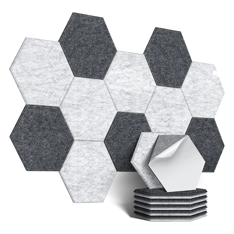 

12Pack Self-Adhesive Sound Proof Foam Panels Hexagon Acoustic Panels For Home For Office (Dark Grey+Silver Grey)