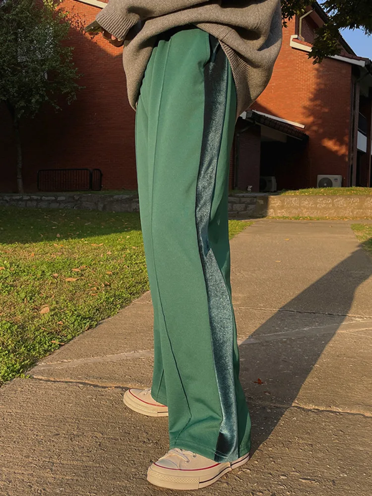 

Мужская одежда SYUHGFA, осень 2023, Корейская уличная одежда, широкие штаны, эластичная талия, повседневные свободные спортивные Прямые брюки для...