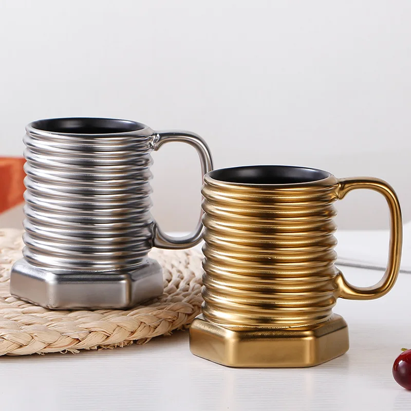 

Screw Shape Mugs Ceramic Coffee Tableware Creativity Funny Mug Coffe Cup Breakfast Kawaii Drinkware Tea Cups Water Cup