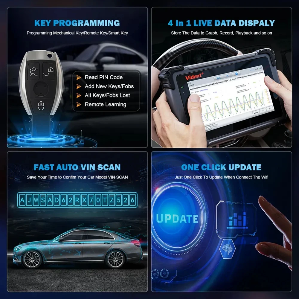 VIDENT iSmart800Pro BT автомобильные диагностические инструменты OBD2 сканер Bluetooth 40, функция сброса, программатор ключей, активный тест с CAN FD и DOIP (art.: 3920ccf4c8dae) - 3920ccf4c8dae