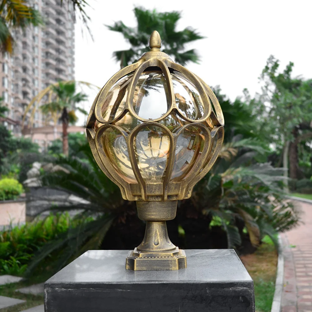1 шт. уличная лампа на столбе глобус стеклянный абажур дверной столб