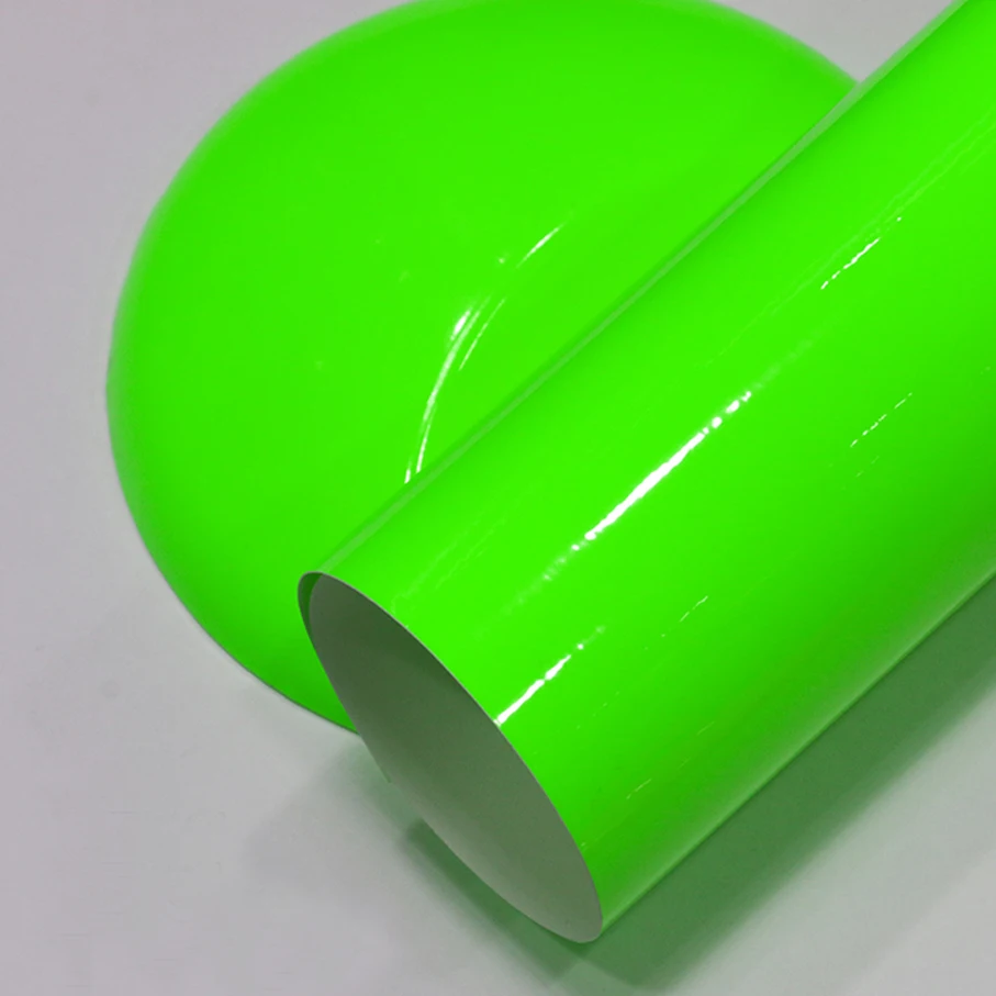 10/20/30/40/50/58x152 см флуоресцентная желтая глянцевая виниловая пленка глянцевая виниловая наклейка с воздушными пузырьками