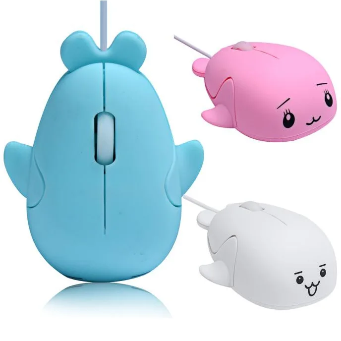 

Creative cartoon Dolphin mouse girl cute mini wired mouse
