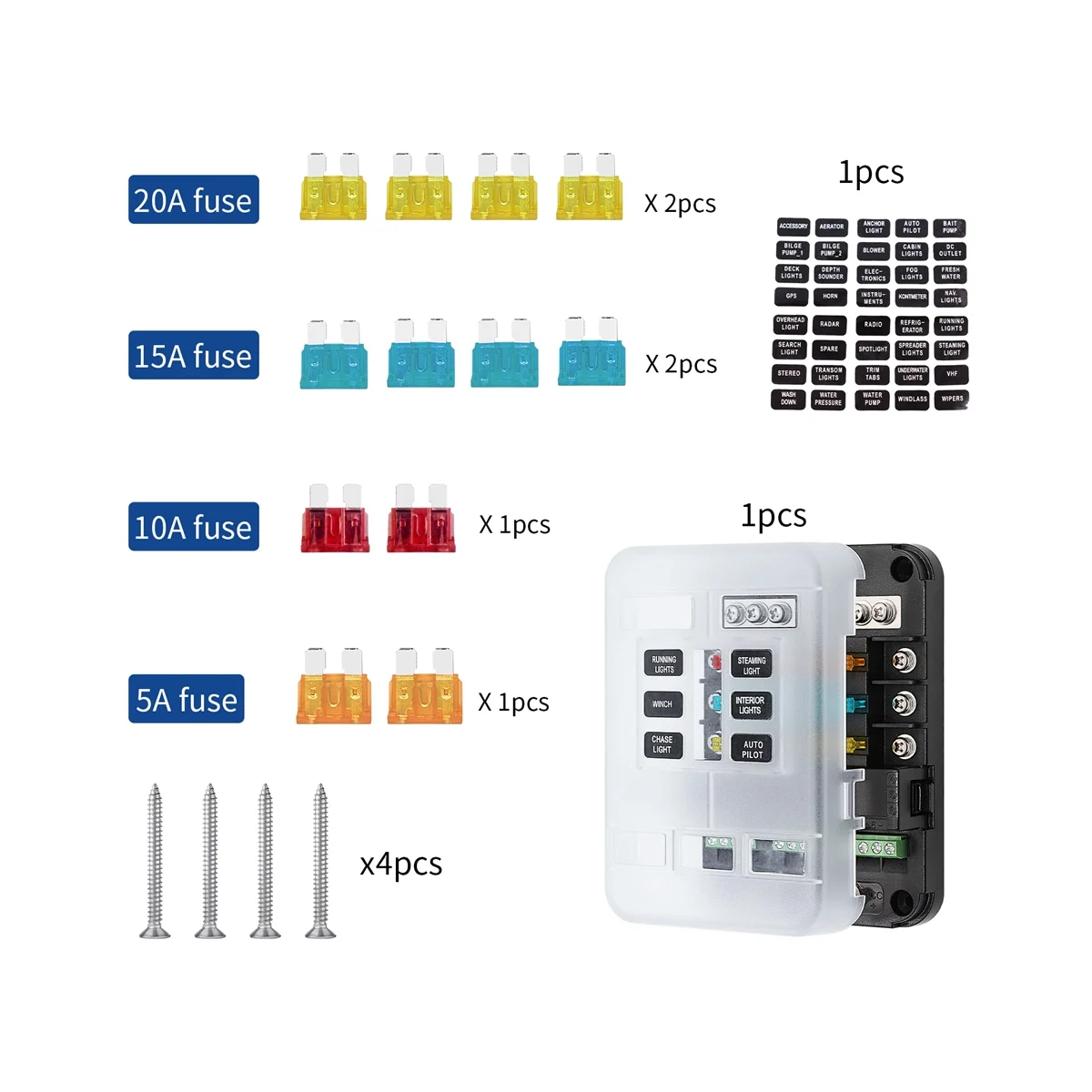 

Блок предохранителей 6 способов, блок предохранителей со встроенным индикатором, водонепроницаемая панель для автомобилей, лодок, домов на колесах, трейлеров, грузовиков, фургонов
