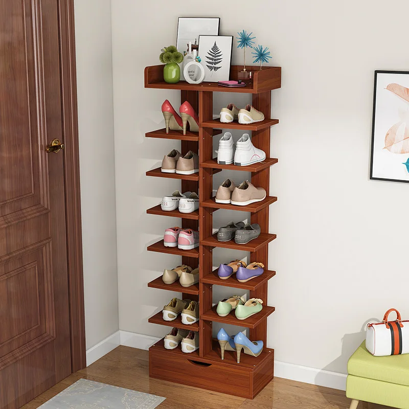 Simple Simple Shoe Rack Household Shoe Cabinet Multi-layer Rack Multi-function Door Assembled Wooden Storage Home Furniture L