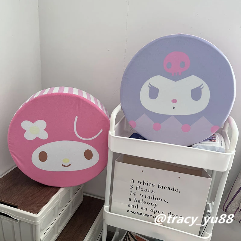 

37cm Round Seat Cushion Cartoon Anime Kuromied Back Cushion Thicken Sitting Cushion Home Decor Washable Gifts For Girl