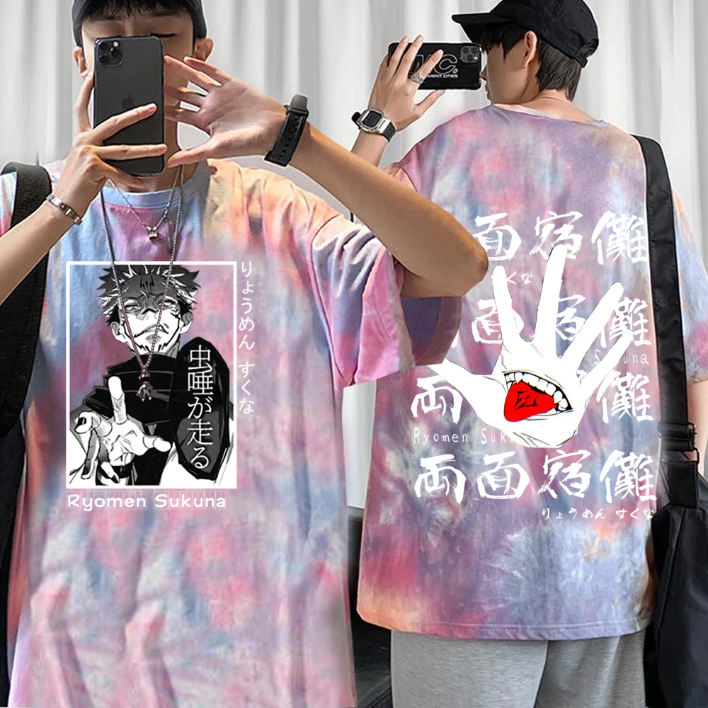 

Футболка Ryomen Sukuna для мужчин и женщин, повседневные топы, косплей джутсу кайсен, футболка с коротким рукавом и краской, в стиле хип-хоп